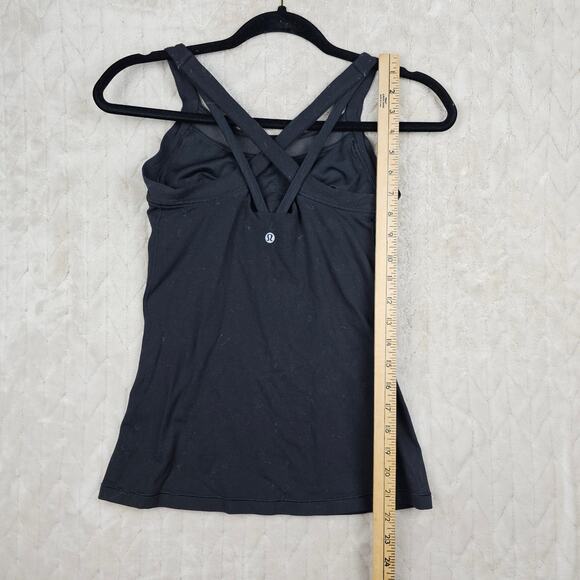 Lululemon Rally Your Heart Tank 4 Black Bra Strappy Workout Athletic Gym Minimal - Picture 3 of 5